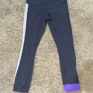 Lululemon grey leggings with white strip